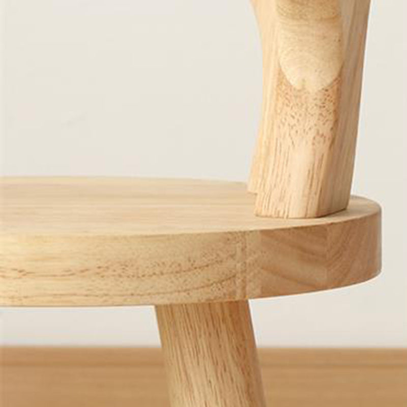 Taburete redondo contemporáneo de madera maciza con astas y respaldo para niños – Taburete bajo para sala de estar y entrada