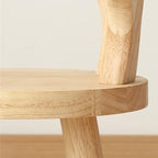 Taburete redondo contemporáneo de madera maciza con astas y respaldo para niños – Taburete bajo para sala de estar y entrada
