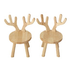 Taburete redondo contemporáneo de madera maciza con astas y respaldo para niños – Taburete bajo para sala de estar y entrada