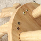 Taburete redondo contemporáneo de madera maciza con astas y respaldo para niños – Taburete bajo para sala de estar y entrada