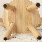 Taburete redondo contemporáneo de madera maciza con astas y respaldo para niños – Taburete bajo para sala de estar y entrada