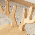 Taburete redondo contemporáneo de madera maciza con astas y respaldo para niños – Taburete bajo para sala de estar y entrada