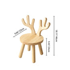 Taburete redondo contemporáneo de madera maciza con astas y respaldo para niños – Taburete bajo para sala de estar y entrada