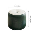 Contemporary Retro Oil Wax Leather Wood Round Button Stackable Footstool For Entryway & Living Room