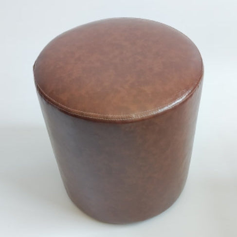 Contemporary Retro Oil Wax Leather Wood Round Button Stackable Footstool For Entryway & Living Room