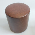 Contemporary Retro Oil Wax Leather Wood Round Button Stackable Footstool For Entryway & Living Room