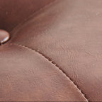 Contemporary Retro Oil Wax Leather Wood Round Button Stackable Footstool For Entryway & Living Room