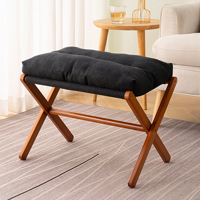Sleek Contemporary Scandinavian Bamboo Faux Cashmere Rectangular Footstool with Foldable Design for Living Room and Entryway