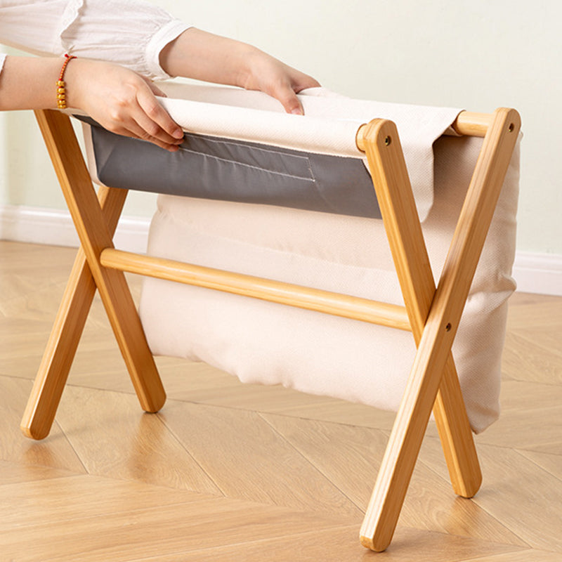Sleek Contemporary Scandinavian Bamboo Faux Cashmere Rectangular Footstool with Foldable Design for Living Room and Entryway