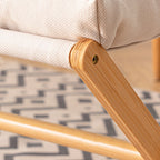 Sleek Contemporary Scandinavian Bamboo Faux Cashmere Rectangular Footstool with Foldable Design for Living Room and Entryway