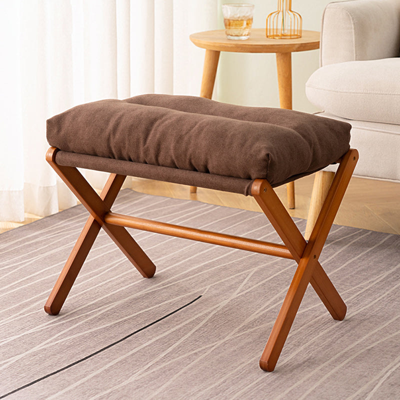Sleek Contemporary Scandinavian Bamboo Faux Cashmere Rectangular Footstool with Foldable Design for Living Room and Entryway
