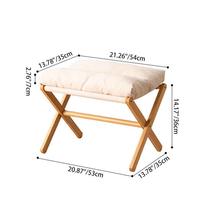 Sleek Contemporary Scandinavian Bamboo Faux Cashmere Rectangular Footstool with Foldable Design for Living Room and Entryway