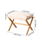 Sleek Contemporary Scandinavian Bamboo Faux Cashmere Rectangular Footstool with Foldable Design for Living Room and Entryway
