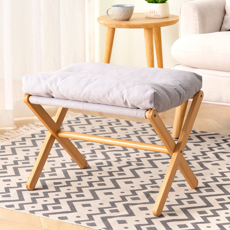 Sleek Contemporary Scandinavian Bamboo Faux Cashmere Rectangular Footstool with Foldable Design for Living Room and Entryway