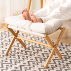 Sleek Contemporary Scandinavian Bamboo Faux Cashmere Rectangular Footstool with Foldable Design for Living Room and Entryway