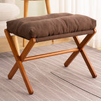 Sleek Contemporary Scandinavian Bamboo Faux Cashmere Rectangular Footstool with Foldable Design for Living Room and Entryway