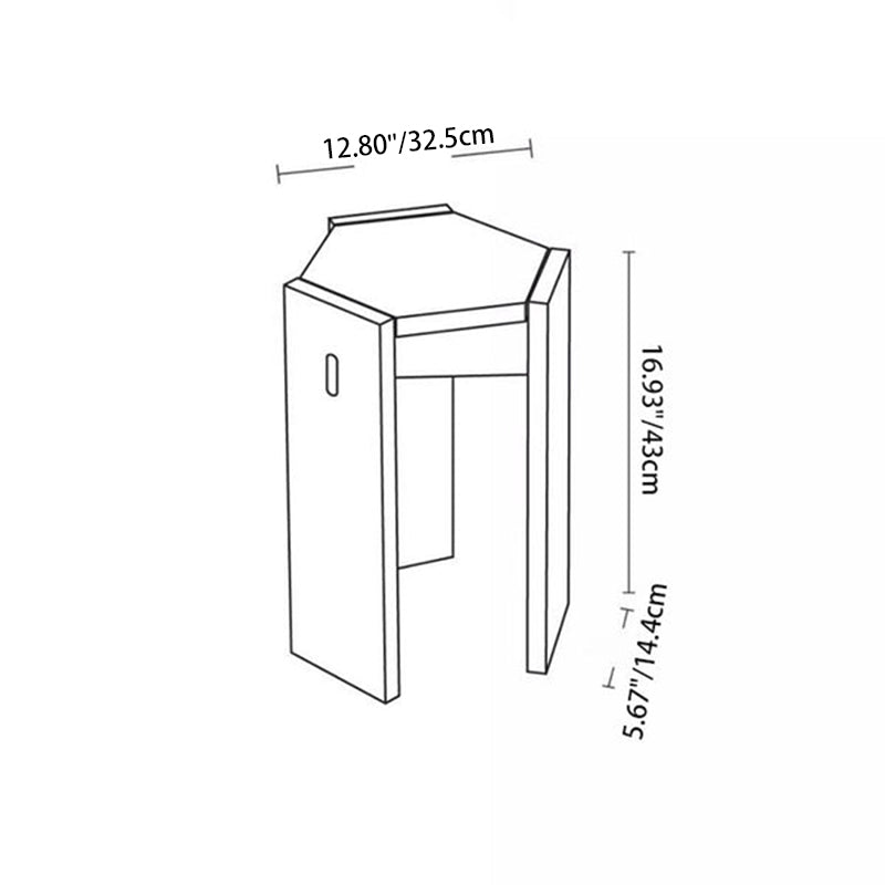 Taburete hexagonal de madera maciza moderna - Asiento bajo y apilable para sala de estar