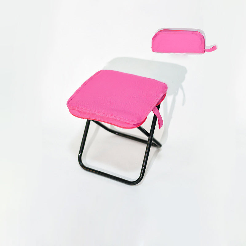 Modern Minimalist Oxford Fabric Camping Stool – Foldable Carbon Steel Frame, Low-Profile Square-Pocket Chair for Outdoor Patio