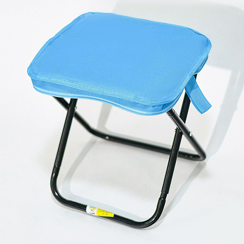 Modern Minimalist Oxford Fabric Camping Stool – Foldable Carbon Steel Frame, Low-Profile Square-Pocket Chair for Outdoor Patio