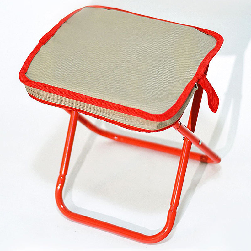 Modern Minimalist Oxford Fabric Camping Stool – Foldable Carbon Steel Frame, Low-Profile Square-Pocket Chair for Outdoor Patio