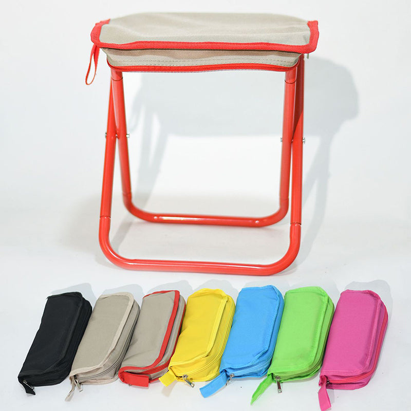 Modern Minimalist Oxford Fabric Camping Stool – Foldable Carbon Steel Frame, Low-Profile Square-Pocket Chair for Outdoor Patio