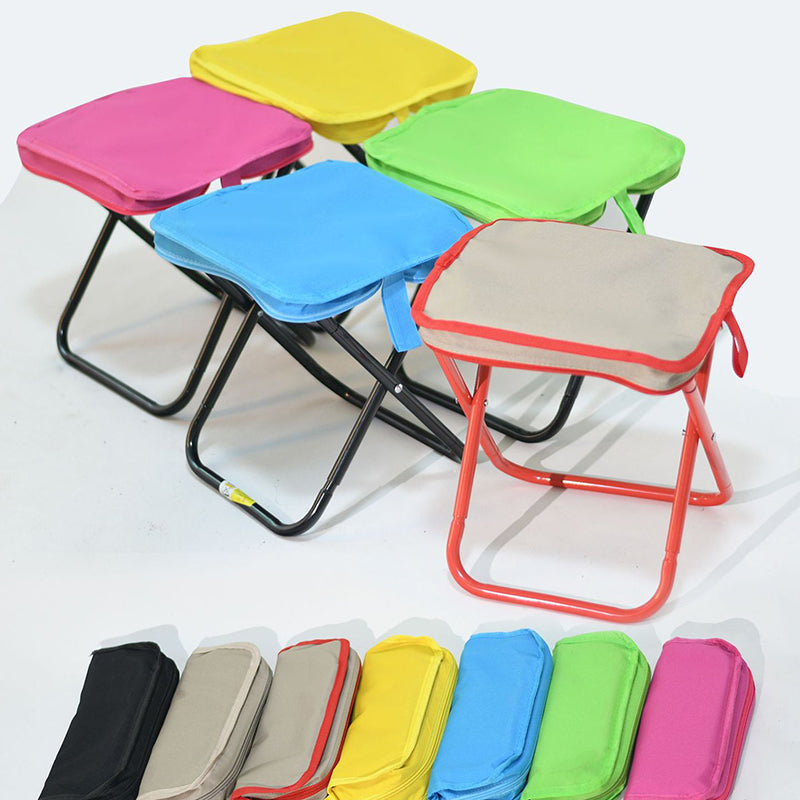 Modern Minimalist Oxford Fabric Camping Stool – Foldable Carbon Steel Frame, Low-Profile Square-Pocket Chair for Outdoor Patio