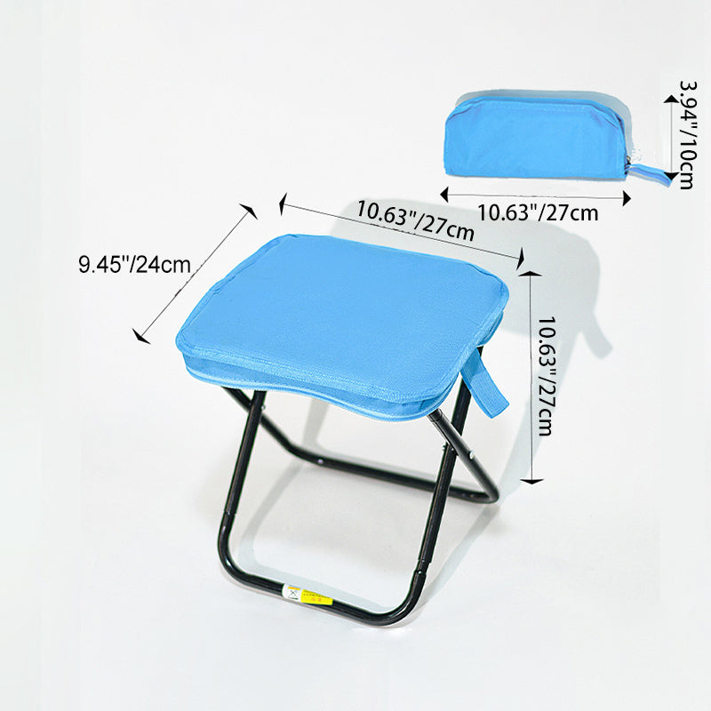 Modern Minimalist Oxford Fabric Camping Stool – Foldable Carbon Steel Frame, Low-Profile Square-Pocket Chair for Outdoor Patio