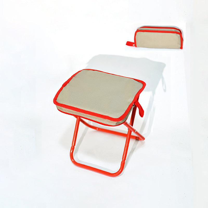 Modern Minimalist Oxford Fabric Camping Stool – Foldable Carbon Steel Frame, Low-Profile Square-Pocket Chair for Outdoor Patio