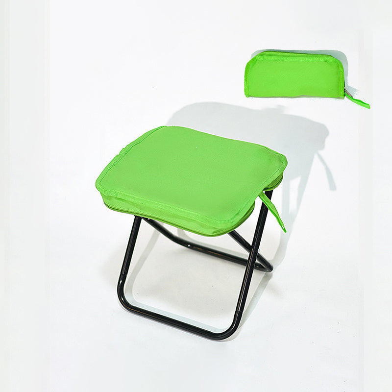 Modern Minimalist Oxford Fabric Camping Stool – Foldable Carbon Steel Frame, Low-Profile Square-Pocket Chair for Outdoor Patio