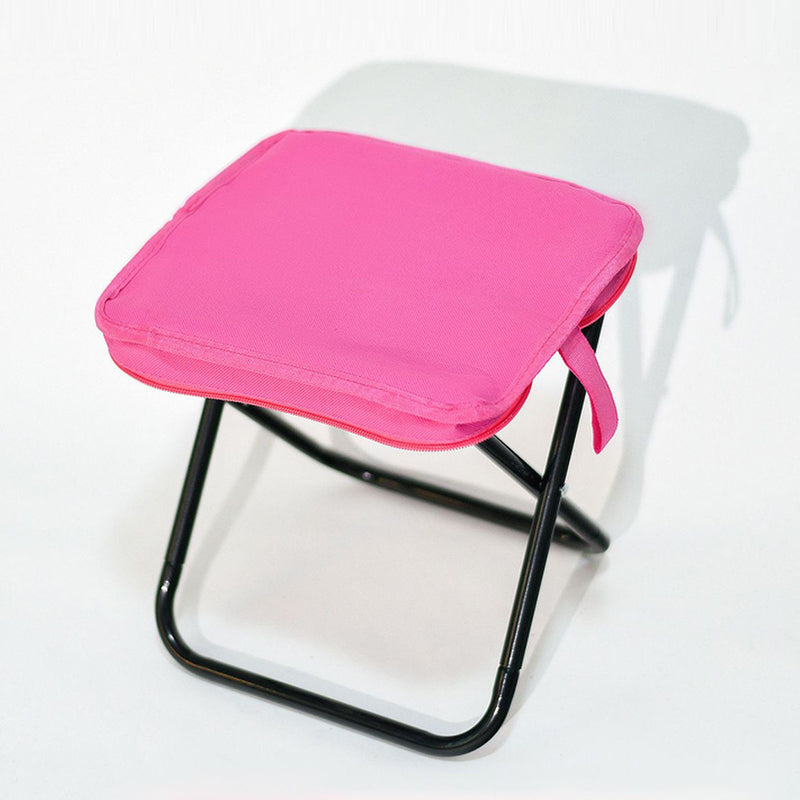 Modern Minimalist Oxford Fabric Camping Stool – Foldable Carbon Steel Frame, Low-Profile Square-Pocket Chair for Outdoor Patio