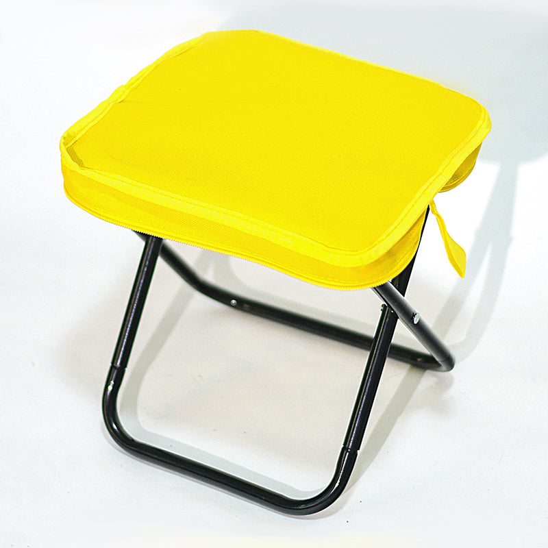Modern Minimalist Oxford Fabric Camping Stool – Foldable Carbon Steel Frame, Low-Profile Square-Pocket Chair for Outdoor Patio
