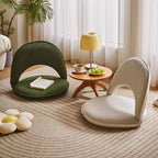 Modern Minimalist Oval Foldable Sherpa Fabric Corduroy Carbon Steel Accent Chair Backrest Armless For Living Room