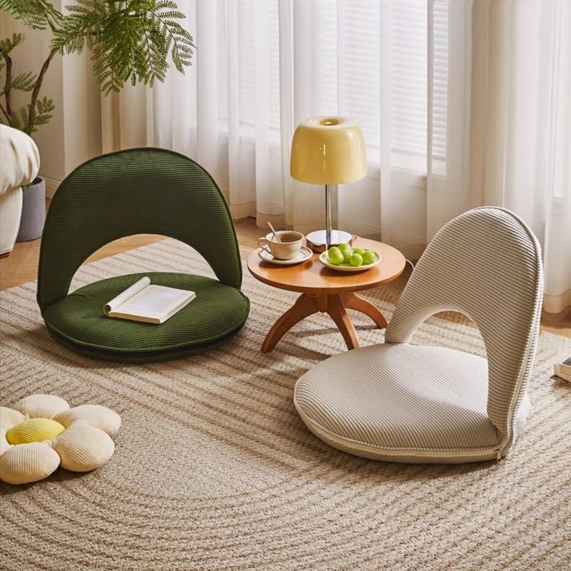 Modern Minimalist Oval Foldable Sherpa Fabric Corduroy Carbon Steel Accent Chair Backrest Armless For Living Room