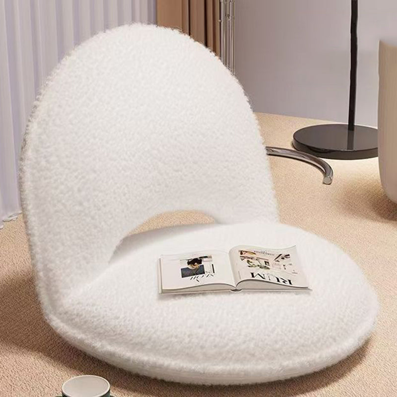 Modern Minimalist Oval Foldable Sherpa Fabric Corduroy Carbon Steel Accent Chair Backrest Armless For Living Room