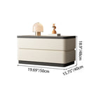Mesita de noche moderna minimalista rectangular de losa de piedra con pata de gato en cuero y madera maciza con 2 cajones para dormitorio