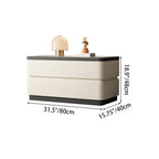 Mesita de noche moderna minimalista rectangular de losa de piedra con pata de gato en cuero y madera maciza con 2 cajones para dormitorio