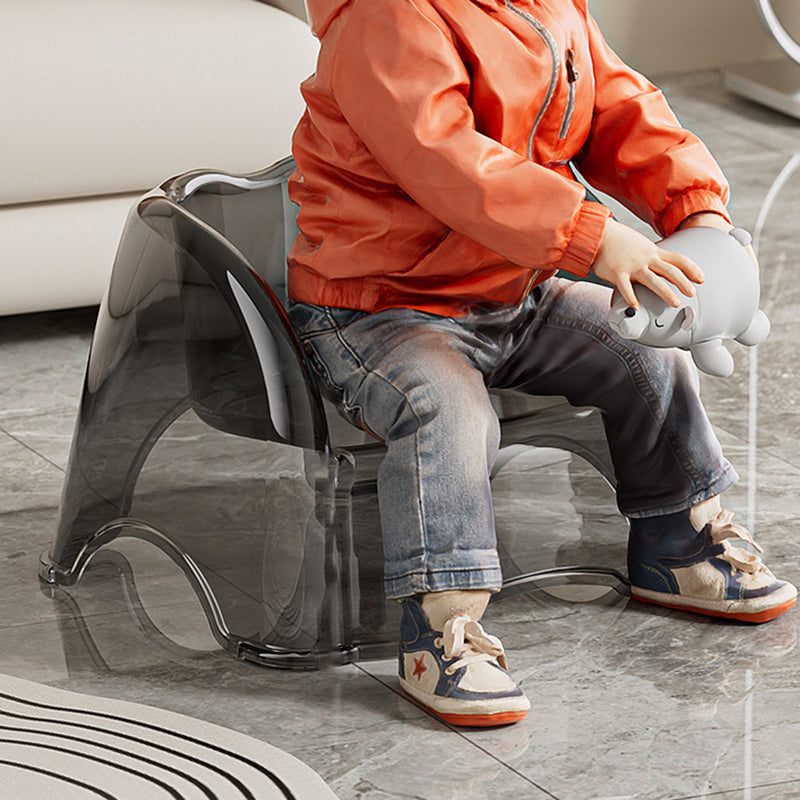 Modern Minimalist Kids' Curved PET Low Stool with Backrest and Armrests for the Living Room