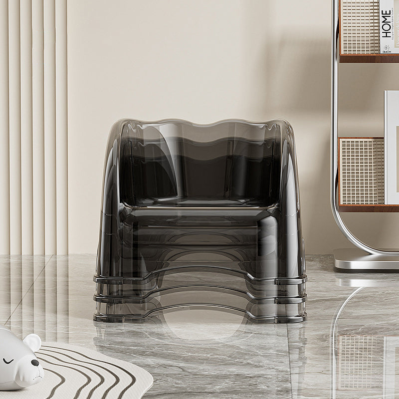 Modern Minimalist Kids' Curved PET Low Stool with Backrest and Armrests for the Living Room