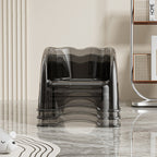 Modern Minimalist Kids' Curved PET Low Stool with Backrest and Armrests for the Living Room