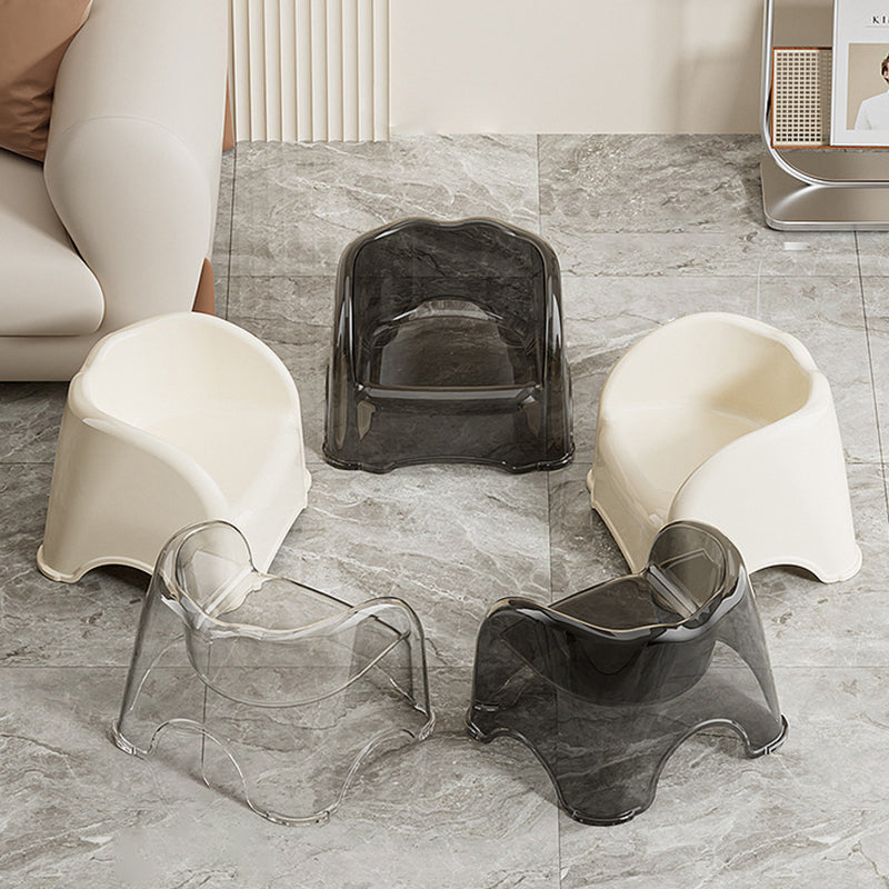 Modern Minimalist Kids' Curved PET Low Stool with Backrest and Armrests for the Living Room