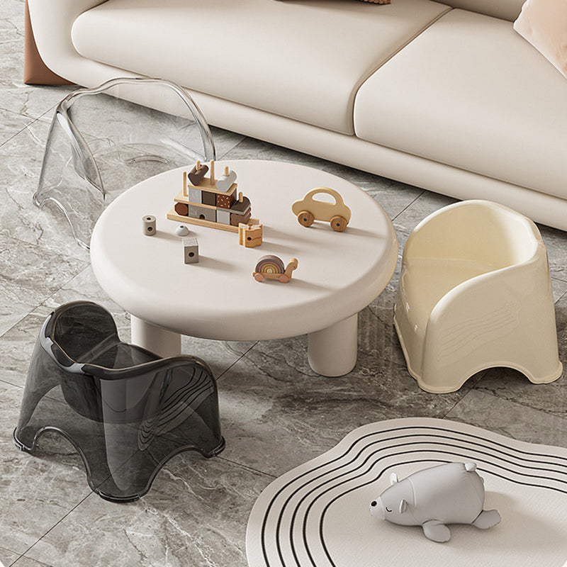 Modern Minimalist Kids' Curved PET Low Stool with Backrest and Armrests for the Living Room