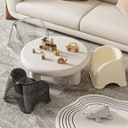 Modern Minimalist Kids' Curved PET Low Stool with Backrest and Armrests for the Living Room