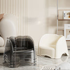 Modern Minimalist Kids' Curved PET Low Stool with Backrest and Armrests for the Living Room
