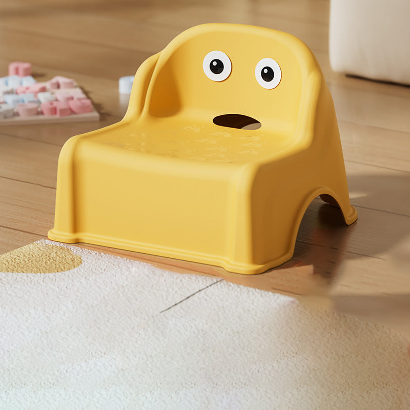 Modern Minimalist Curved Kids' Stool – Low, Armless, Backless Design in PP & PVC for Living Room