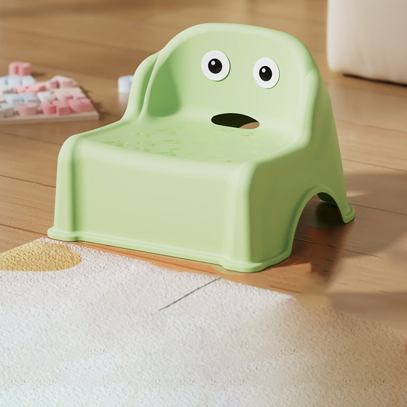 Modern Minimalist Curved Kids' Stool – Low, Armless, Backless Design in PP & PVC for Living Room