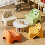 Modern Minimalist Curved Kids' Stool – Low, Armless, Backless Design in PP & PVC for Living Room