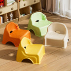 Modern Minimalist Curved Kids' Stool – Low, Armless, Backless Design in PP & PVC for Living Room