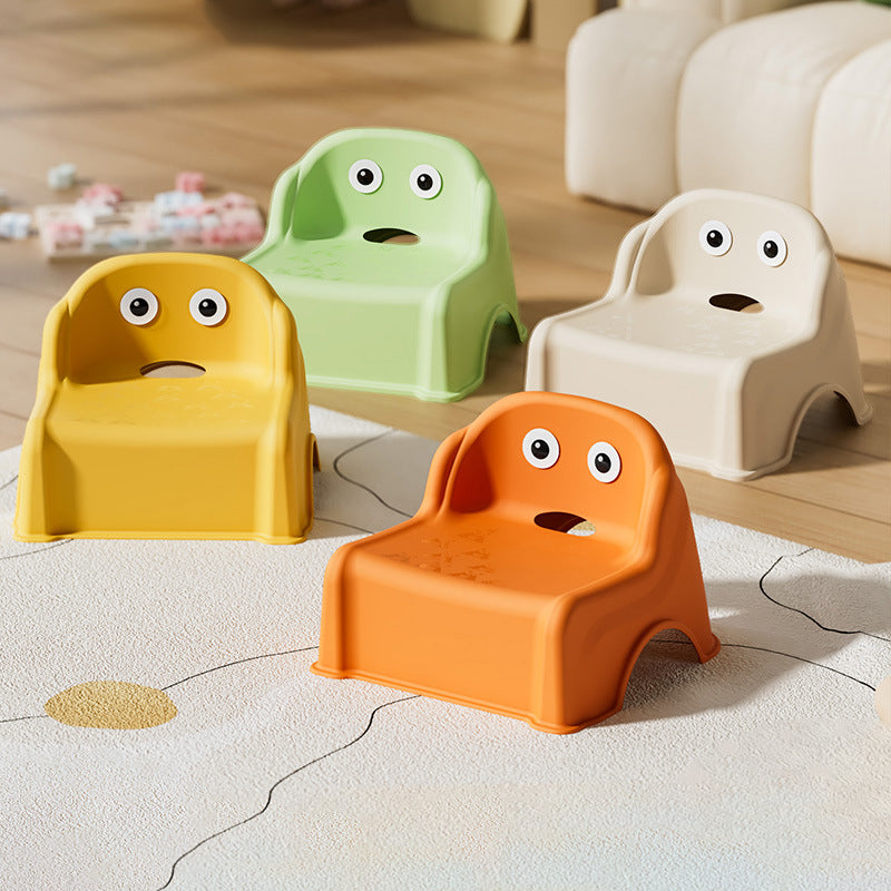 Modern Minimalist Curved Kids' Stool – Low, Armless, Backless Design in PP & PVC for Living Room