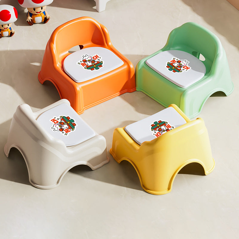 Modern Minimalist Curved Kids' Stool – Low, Armless, Backless Design in PP & PVC for Living Room