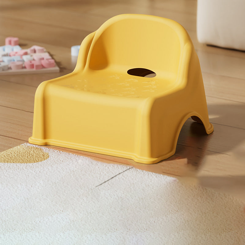 Modern Minimalist Curved Kids' Stool – Low, Armless, Backless Design in PP & PVC for Living Room